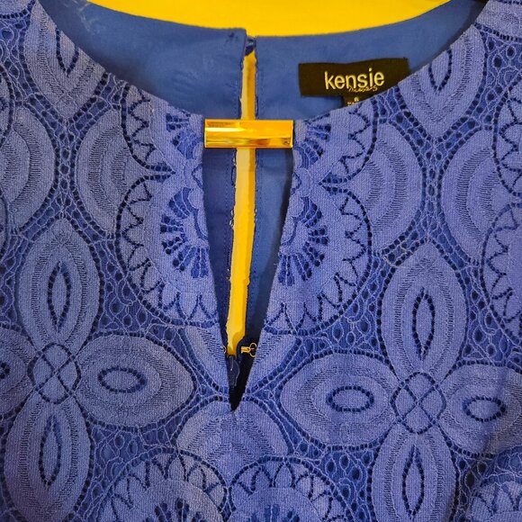 kensie, Cornflower Blue Keyhole SS Lined Lace Dress Size 6 NWOT - Picture 5 of 14